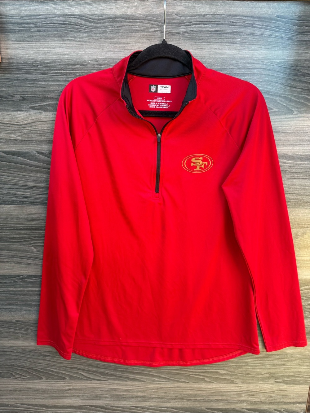 NFL Team Apparel San Francisco 49ers Women's 1/4 Zip Pullover Large Red